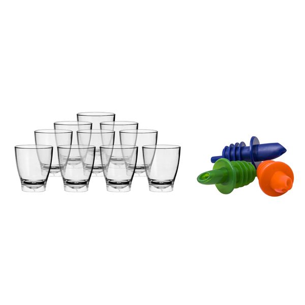 Bar Butler 10-Pack Shot Glasses with 3 x Econo Pourers