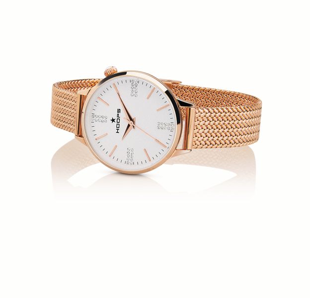 Hoops Classic Chic Maglia Milanese V Pattern Rose Gold Analogue Watch