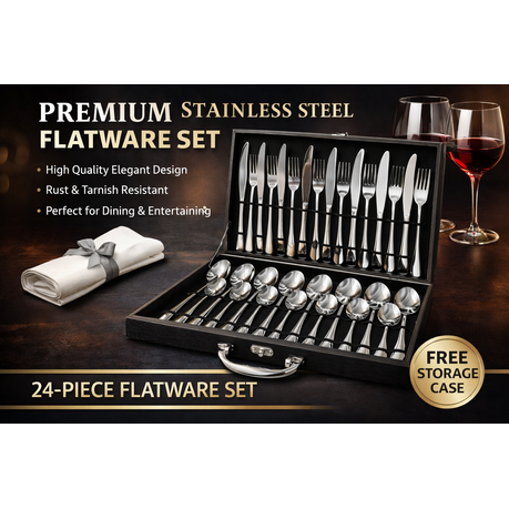 Premium 24-Piece Stainless Steel Cutlery Set in Luxury Briefcase | Shop Today. Get it Tomorrow! | takealot.com