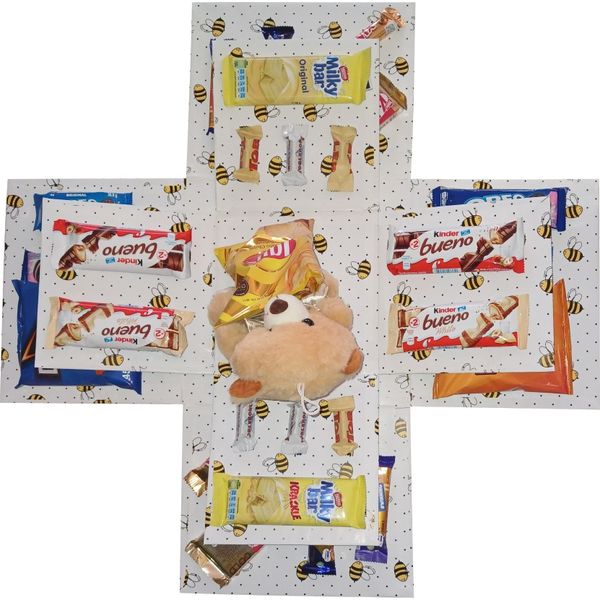 Bee My Snack Chocolate &amp; Teddy Explosion Box - Pop-Up Gift Hamper