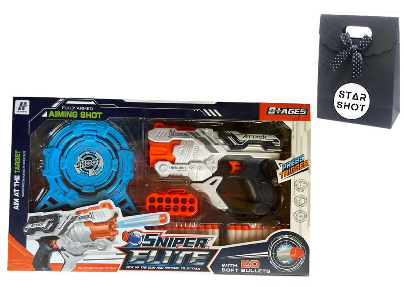 High Power Soft Bullet Gun with Practice Target &amp; Star Shot Bag