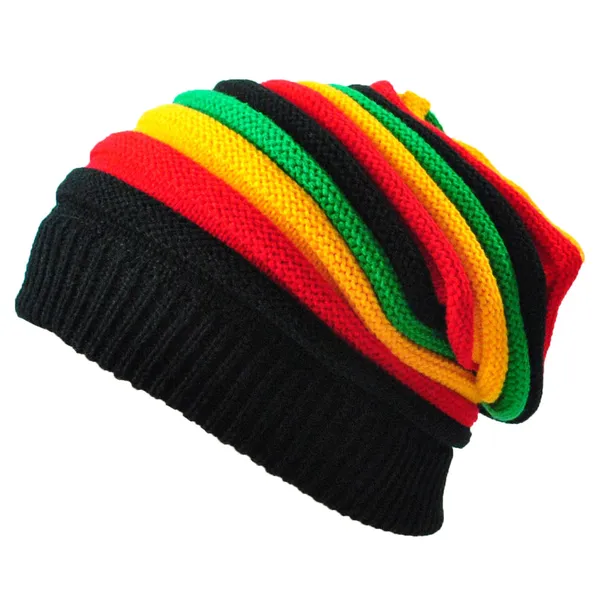 Men's beanie Cap Crochet Patterns Striped Free Jamaica Knitted Rasta Hat