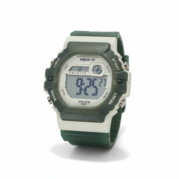 Kids Digital Watch 660T Green And White With A Green Strap