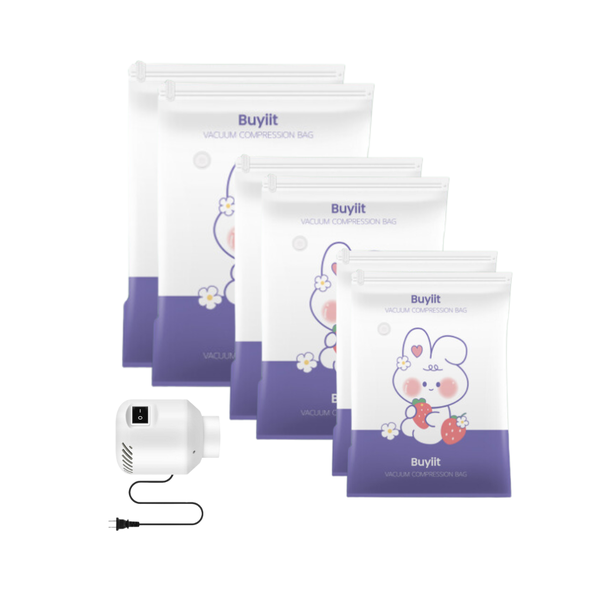 6 Piece Vacuum Storage Bag Pack with Electric Pump - Polar Bear