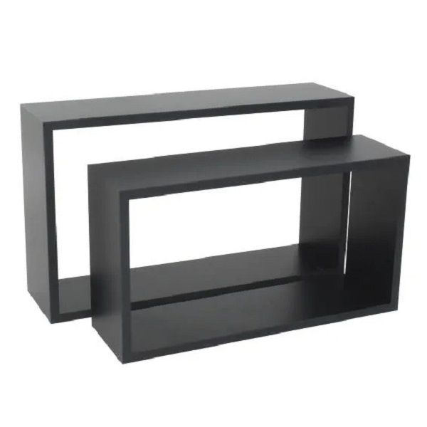Wall Shelf Rectangle Set Of 2 Black