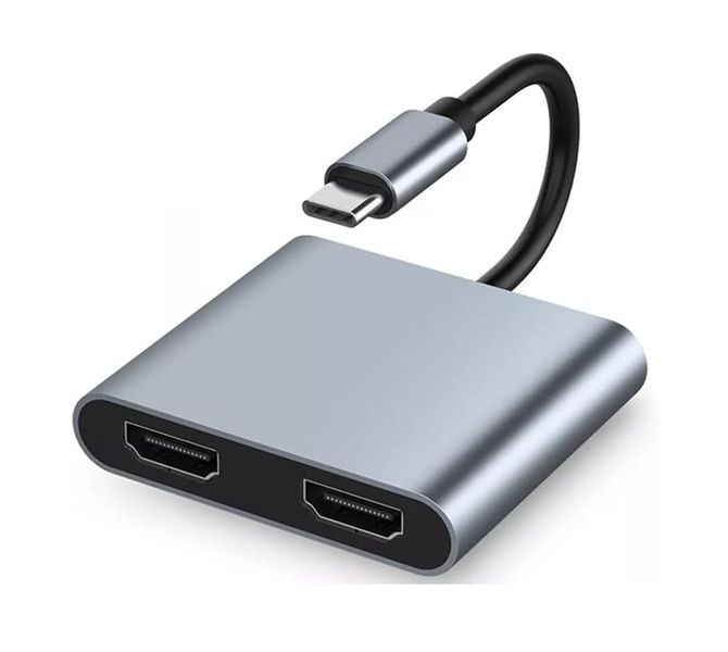 Type-C to Dual HDMI Adapter 4K@60Hz, 4 in 1 USB Type C to Dual Monitors JS