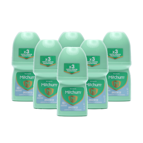 Mitchum Advanced Women 48H Antiperspirant Roll-On Unscented 50ml x 6 Pack