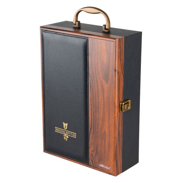 Heartdeco Wooden Double Wine Bottle Carrying Case