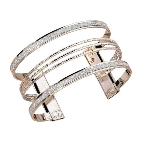 Frosted Glitter Hollowed-Out Bangle Bracelet - Silver