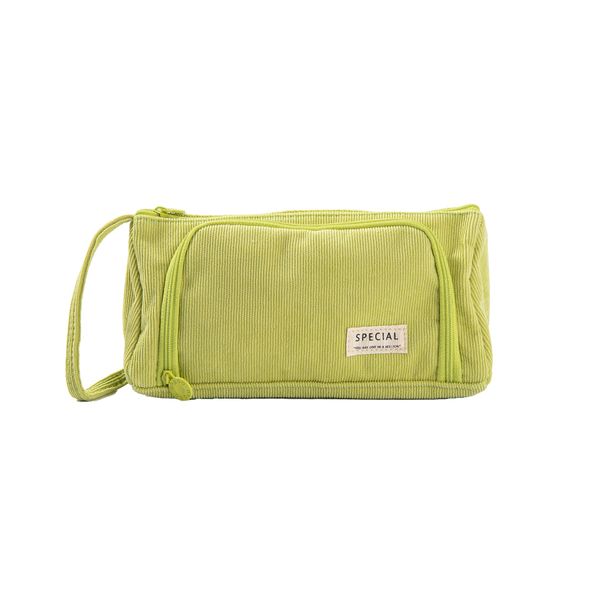 Pastel Pallete Corduroy Pencil Case - Stylish Stationery Bag For Ladies
