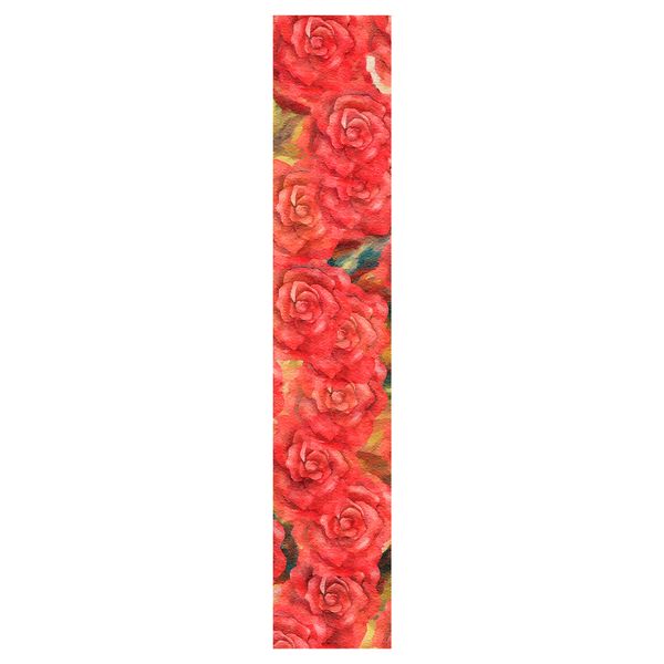 Painted Red Floral on Colorfull Background Table Runner