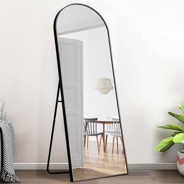 Designer Full Length Arched Mirror 140x45cm Black Frame