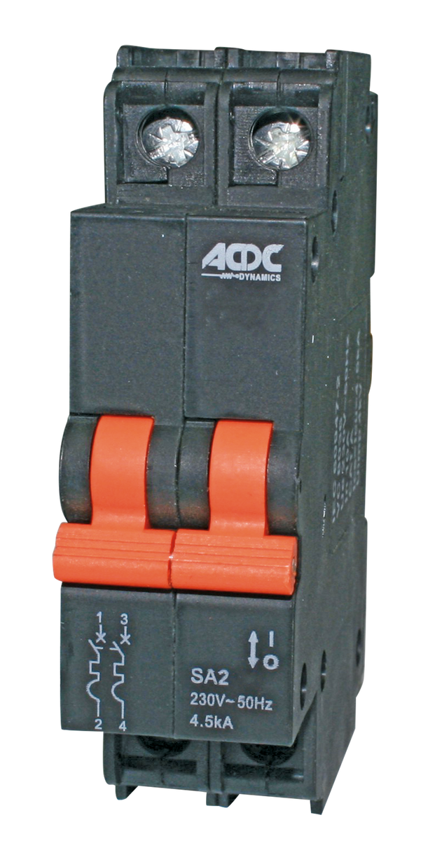 ACDC Circuit Breaker 13mm 4.5kA 2 Pole DCurve 20A Buy Online in
