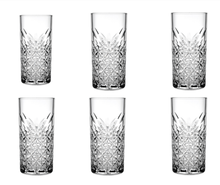 Glass Hi-Ball 450ml 4 Piece Cut Glass