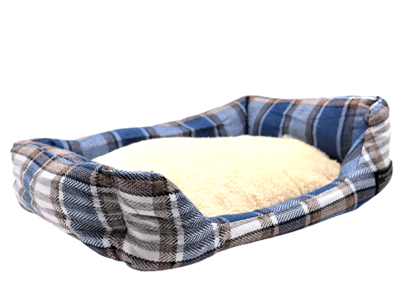 Pet Bed - Dog / Cat Bed with Fur Cushion Pet Mat - Checked