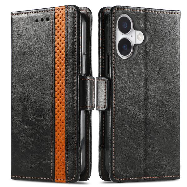 Leather Case Compatible With iPhone 16 Plus Flip Wallet Back Cover