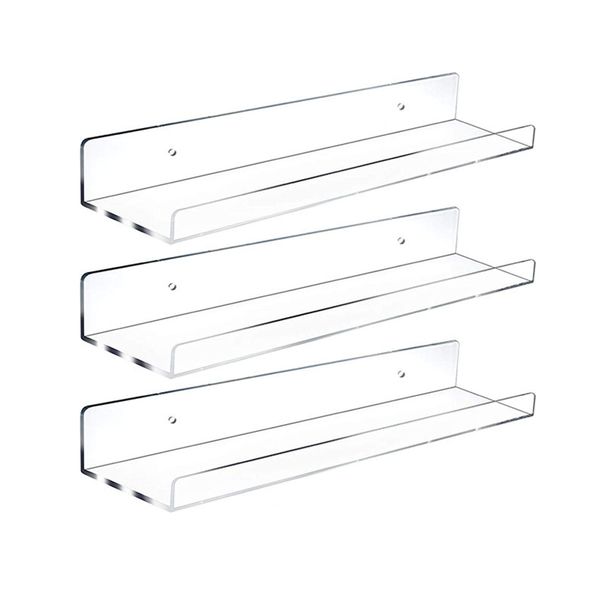 Clear acrylic shelves, clear wall mounted bookshelves