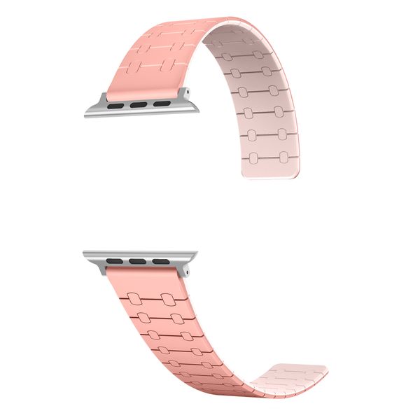 Magnetic Pink Quality Silicone Apple Watch Band In 44/45/46 &amp; 49mm
