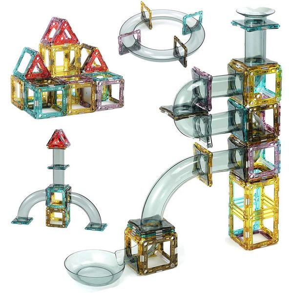 109 Pcs Large Magnetic Marble Run Pieces , Build your Marbel Run (B4842)