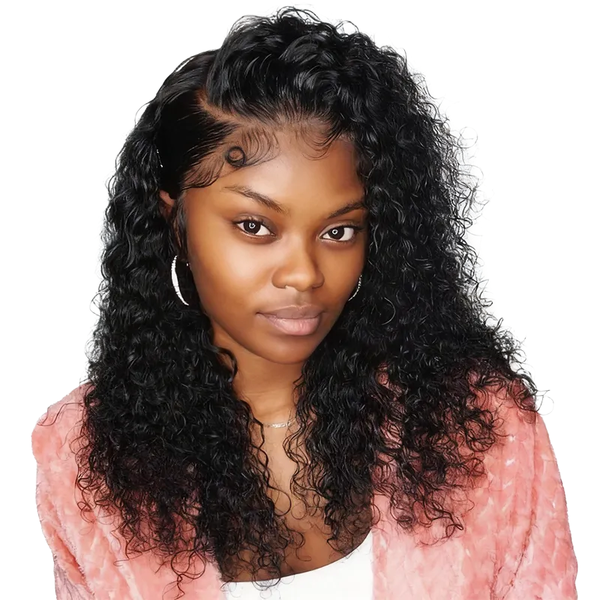 Brseilienne 18"HD Transparent Bouncy Jerry Curly Full Frontal Glueless Wig