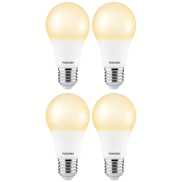 TOSHIBA E27 A60 LED Light Bulb 6W Cool White 4000K - 4 Pack