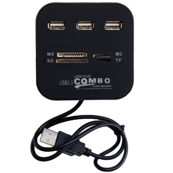 USB 2.0 Combo Micro SD Card Reader with 3 Port USB Hub