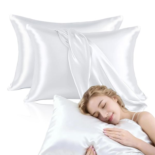 2-Piece Satin Pillowcases, Silky Pillow Cover with Envelope Closure 51x76cm