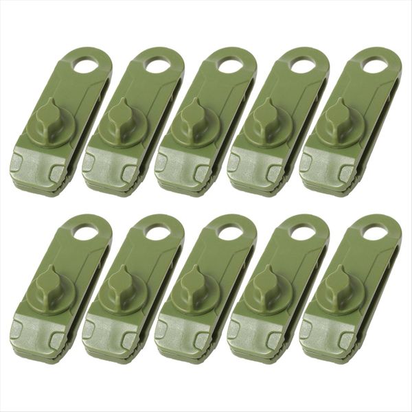 10 Pcs Outdoor Camping Tent Windproof Reusable Fixing Army Green