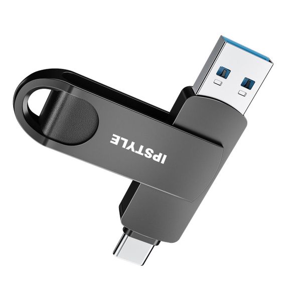 IPSTYLE 128GB 2 in 1 Flash Drive USB 3.0 Metal High Speed Memory Stick