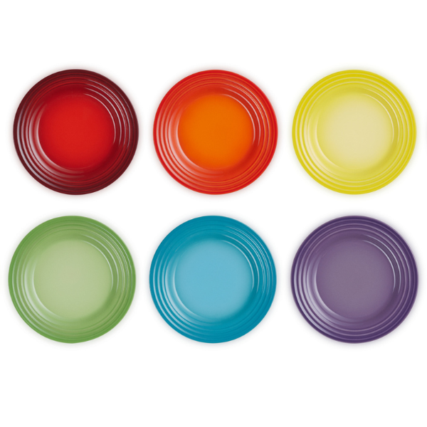 Le Creuset - Rainbow Set of 6 Appetizer Plates
