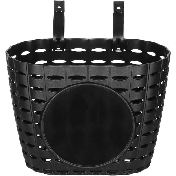 Kids Bicycle Front Basket, Bike Storage Box with Adjustable Straps - Black