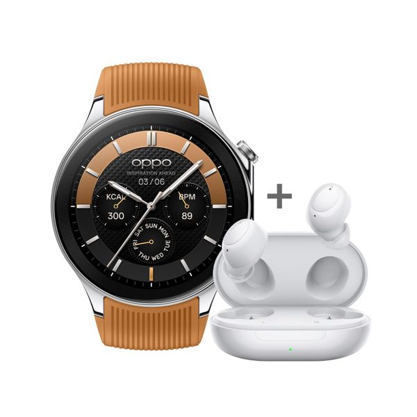 Oppo Watch X Silver BT with Mars Brown Strap + Enco Buds