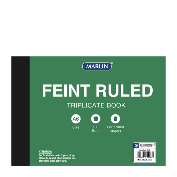 Marlin - A6 Feint Ruled Triplicate Books (Pack Of 5)