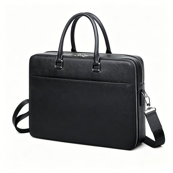 Genuine Leather Briefcase For Men, Business Multi-Functional Laptop Bag