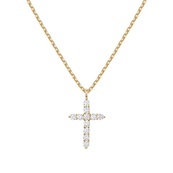14K Gold Plated Cubic Zirconia Cross Necklace Cross Faith Pendant Necklaces