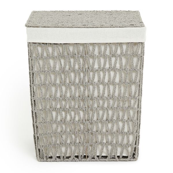 George &amp; Mason - Grey Rope Rectangular Laundry Basket - 53cm