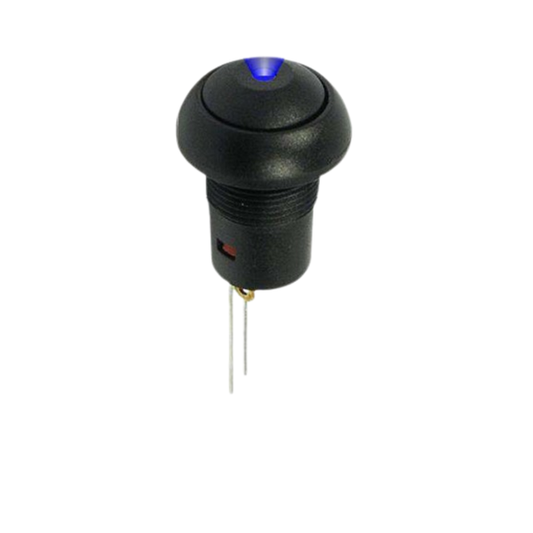 PBRL171ATLE0L6 IP67 Latching Push Button Switch 17mm Blue LED Black
