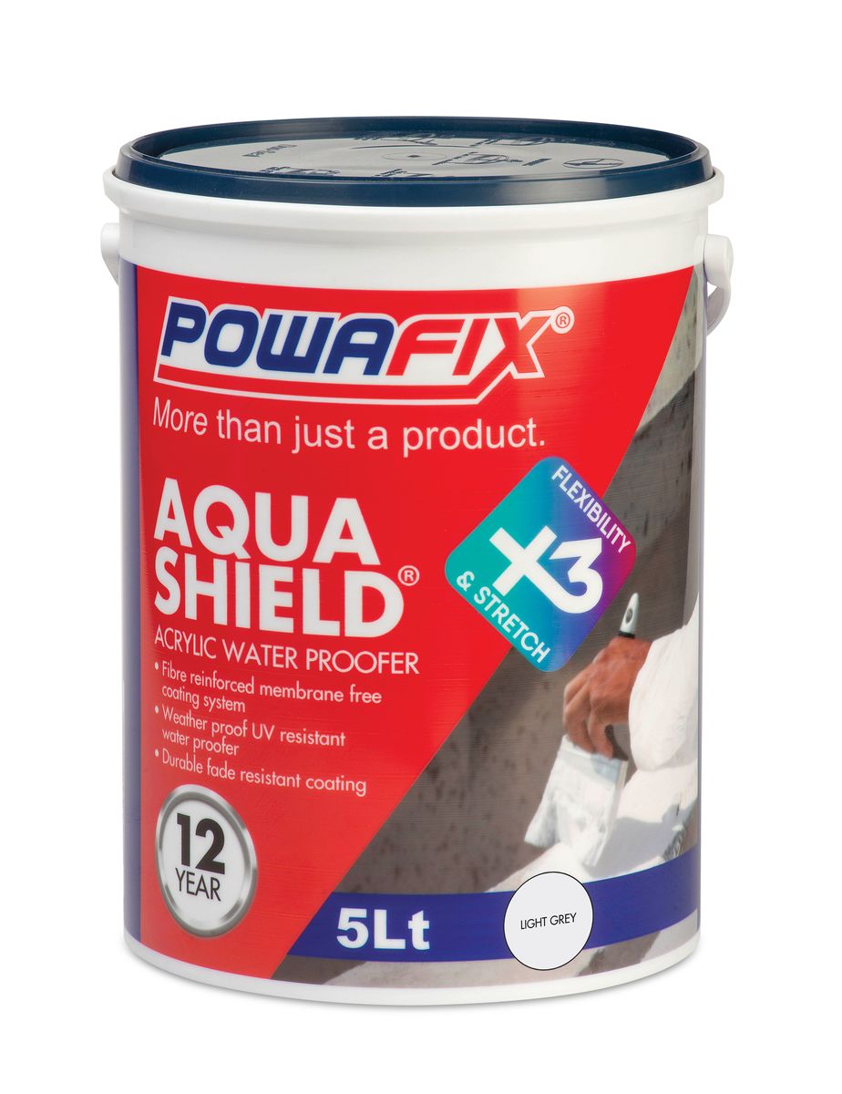 Powafix Aquashield 5 L Grey Fibre reinforced Pure Acrylic waterproofer