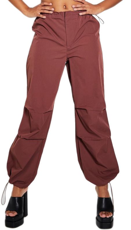 I Saw It First Ladies - Chocolate Toggle Waist Parachute Cargo Trousers ...