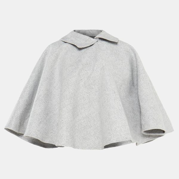 PonchoSA Melange Curved Poncho with Classic Collar