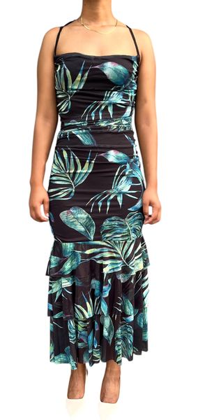 Women's black Mesh Summer Dress With Floral Detail