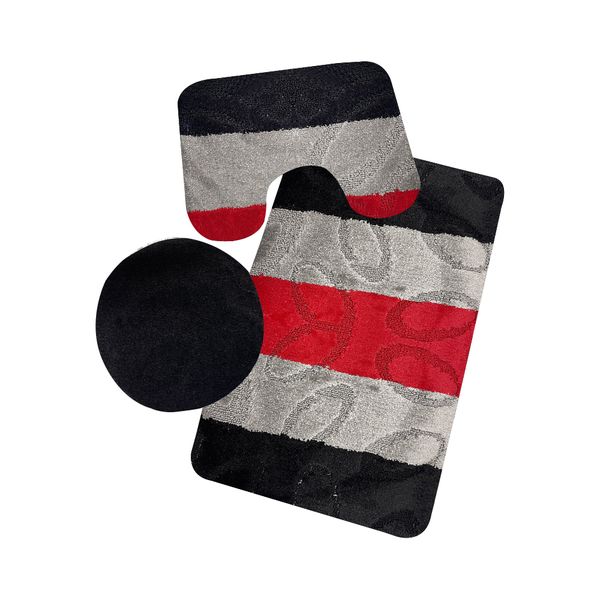 3 Pieces Non-Slip Toilet Cover &amp; Mat Bathroom Rug Set