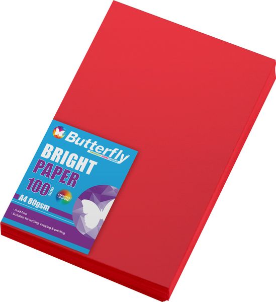 Butterfly A4 Bright Paper 100s - Red