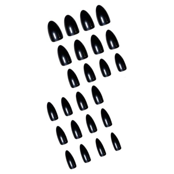 24 Piece - Timeless Almond-Shaped Press On With Glossy Finish - Black
