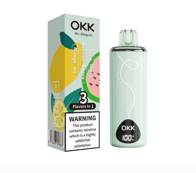 OKK Tripo (3 Flavours In 1) 20000 Puffs Disposable - Mango, Guava &amp; Lime