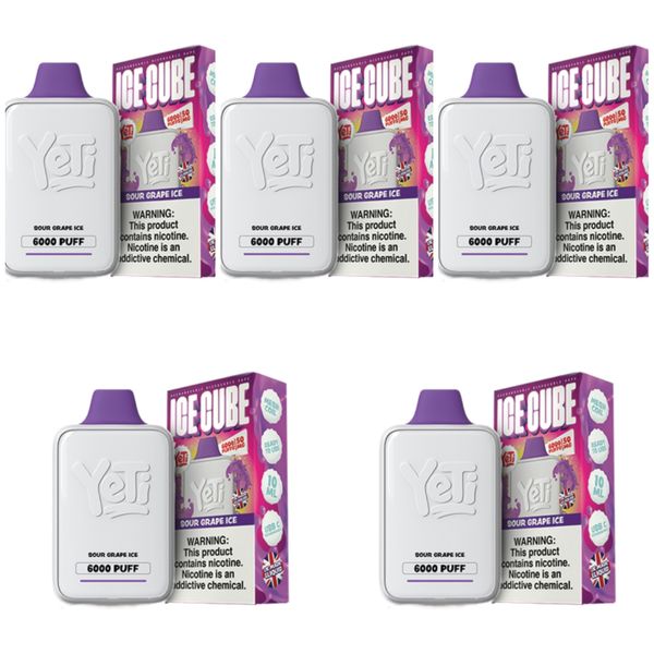 Yeti Ice Cube 6000 Puff Disposable Vape - Sour Grape Ice (Pack of 5)