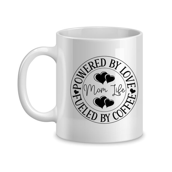 Powered by love Coffee Mugs for Mothers Day Graphic Mom Sayings Present 062
