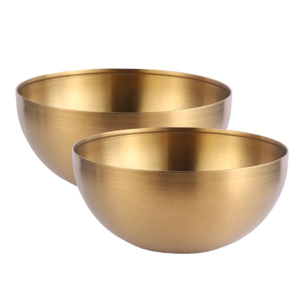 Stainless Steel Elegant Salad/Soup/Ramen Serving Bowls - 20cm - 2-Piece