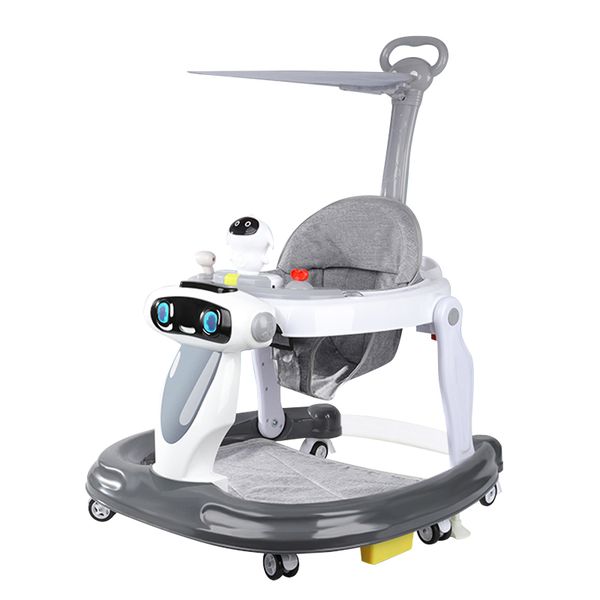 2-in-1 Baby Walker with Handle - Grey