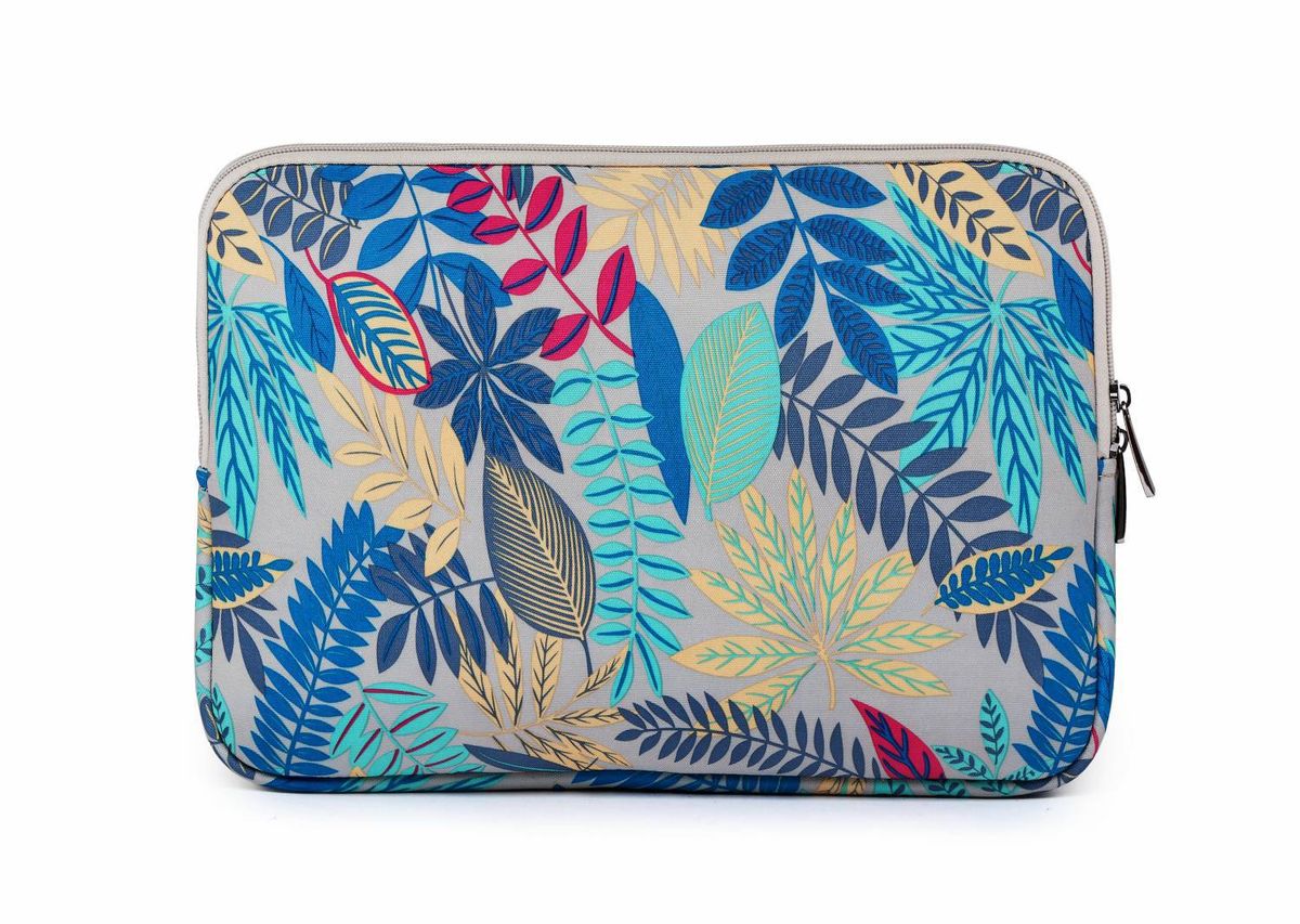 TuffLuv LISEN Botanical Forest 14" Canvas Laptop Sleeve Case Blue